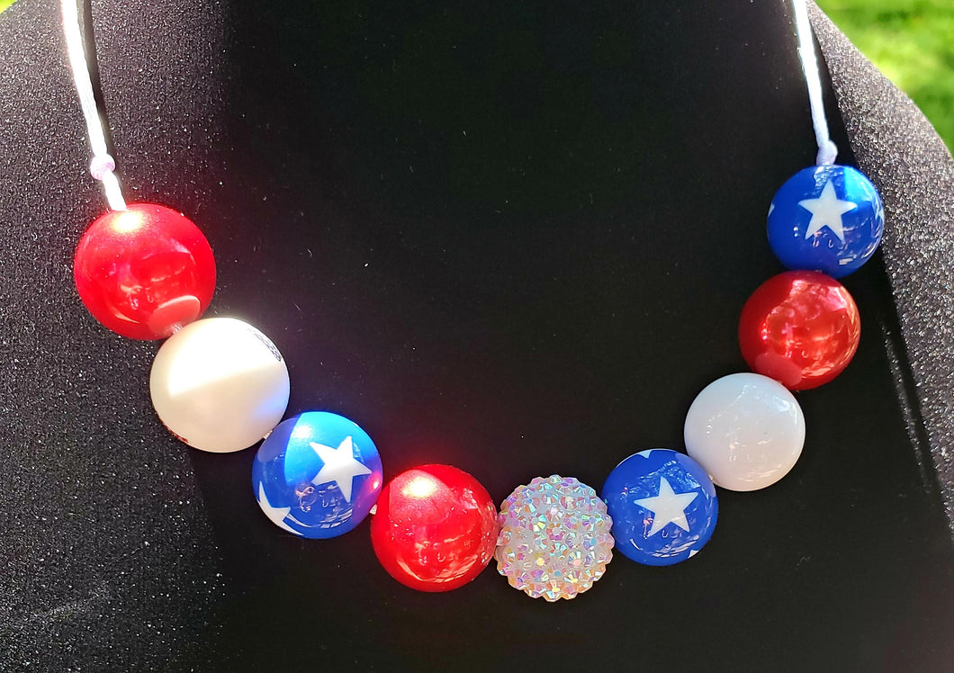 red, white, and blue star beads